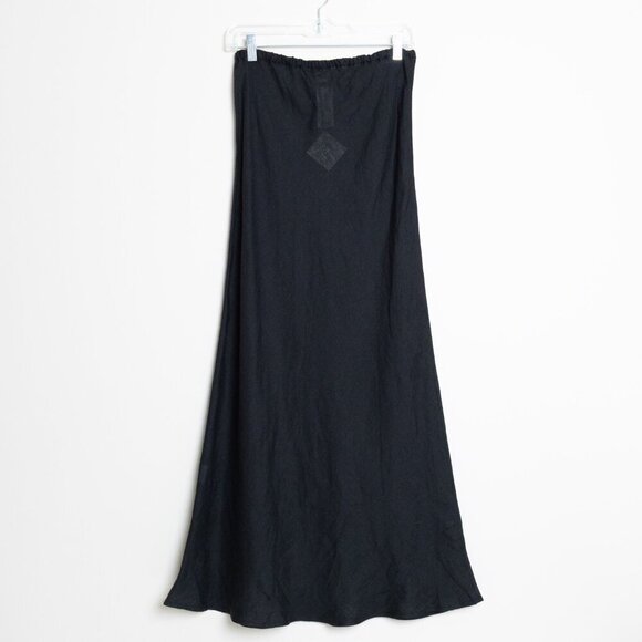 Baserange Dydine Skirt Linen Flared Maxi Black Sheer Lagenlook - Picture 4 of 10